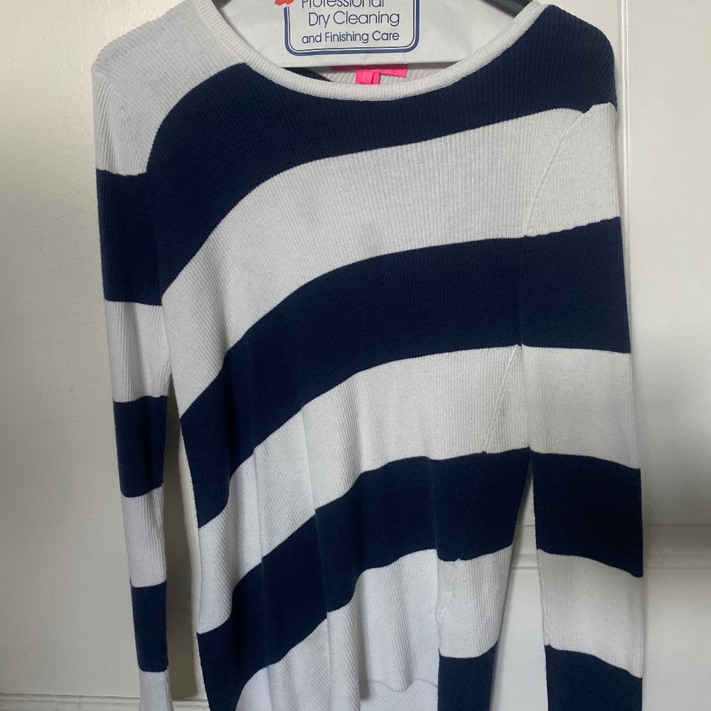 Lilly Pulitzer Navy/White Stripe Pullover Sweater Size L